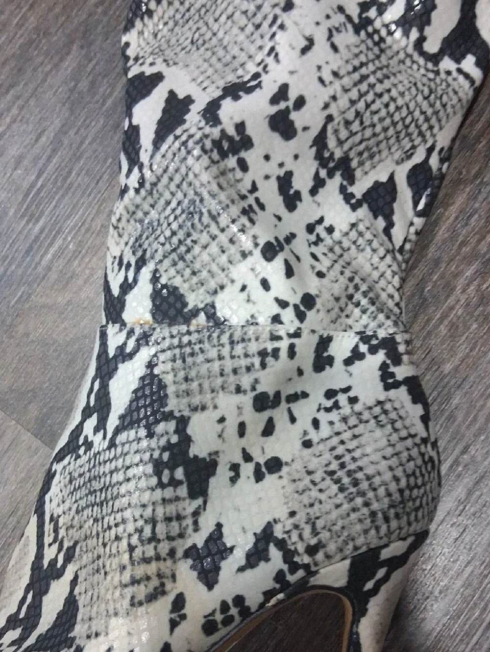 Jessica Simpson Black & White Python-Print Over-the-Knee Stiletto Boots